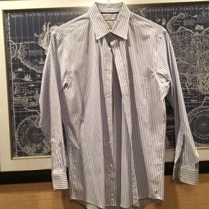 Joseph A Bank Blue and White Striped Button Down